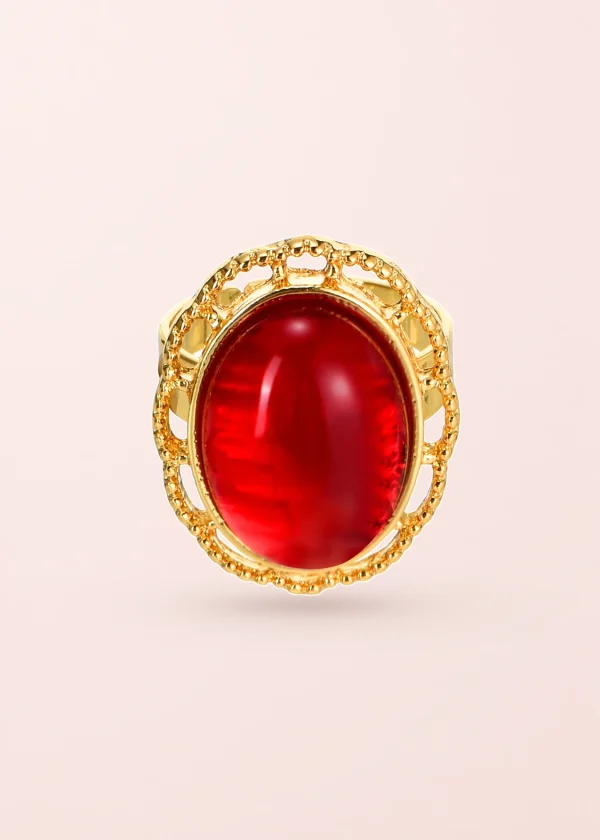 Helena Red Vintage – roter Ring in Goldoptik