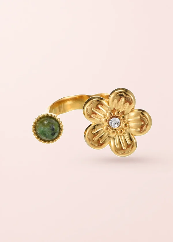 Todd Sakura Green – Ring mit grünem Jade in Goldoptik