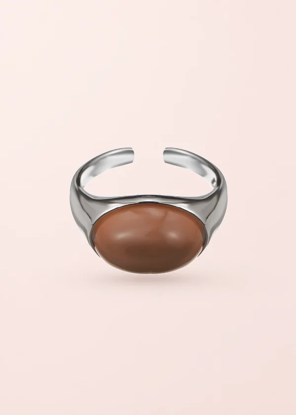 Yann Natural Stone III – verstellbarer Ring aus Sterlingsilber mit Naturstein