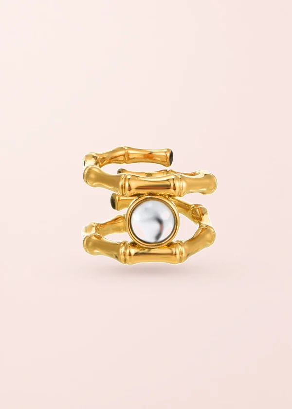 Xanthe White Stone Exotic – Ring mit weißem Stein in Goldoptik
