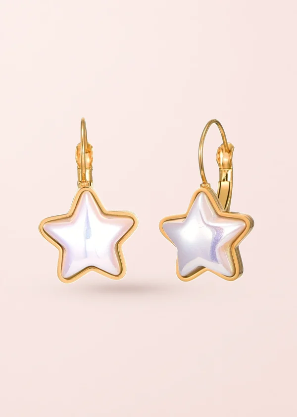 Mermaid Star – Ohrring mit Stern und Süßwasserperle in Goldoptik