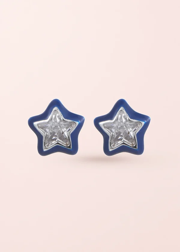 Jacques Blue Stars – Ohrringe mit blauen Sternen in Silberoptik