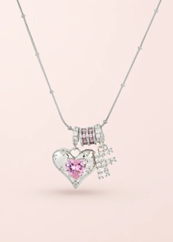 Heart Alphabets Necklace - Silver