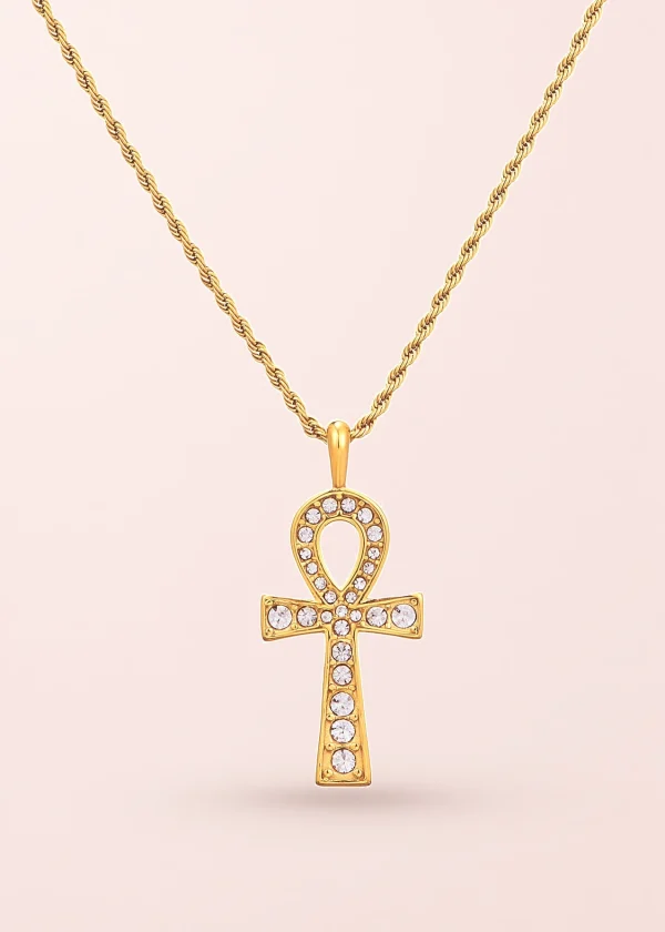Glittering Ankh – Halskette mit Ankh-Symbol in Goldoptik