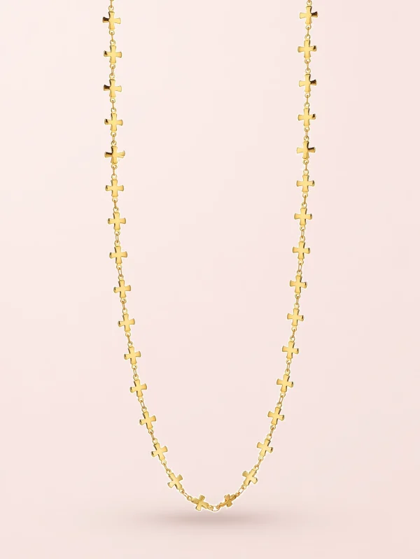 Pauline Cross Golden Long Necklace