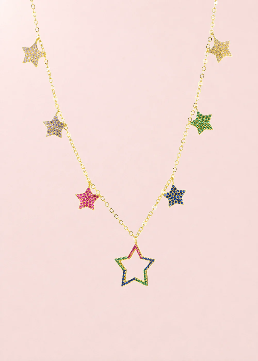 Rainbow Stars Golden Necklace product photo