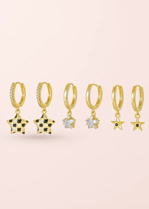 Stargirl Huggie – Ohrring-Set mit Sternen und Zirkonia
