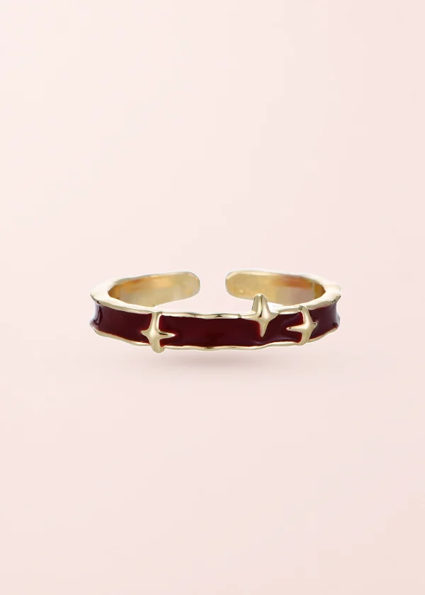 Aster Red Golden Ring II – roter Ring in Goldoptik
