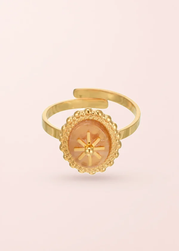 Joce Boho Ring Q – Ring im Vintage-Stil mit rosa Opal