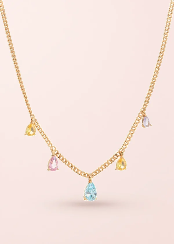 Simon Colorful Stones – Halskette mit Zirkonia in Goldoptik