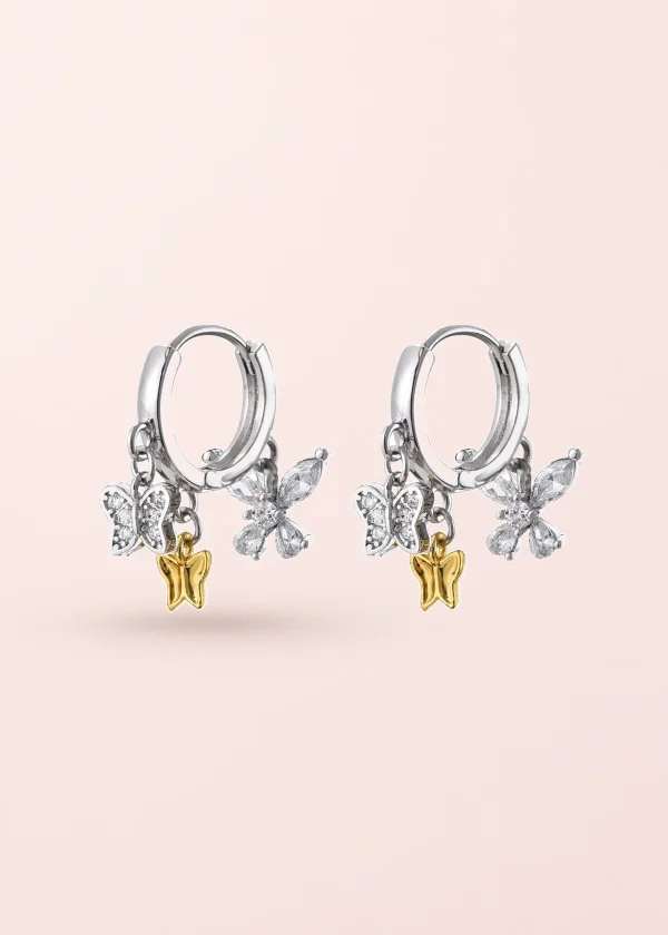 Silver Golden Butterfly – Creolen mit Schmetterlingsmotiv in Goldoptik
