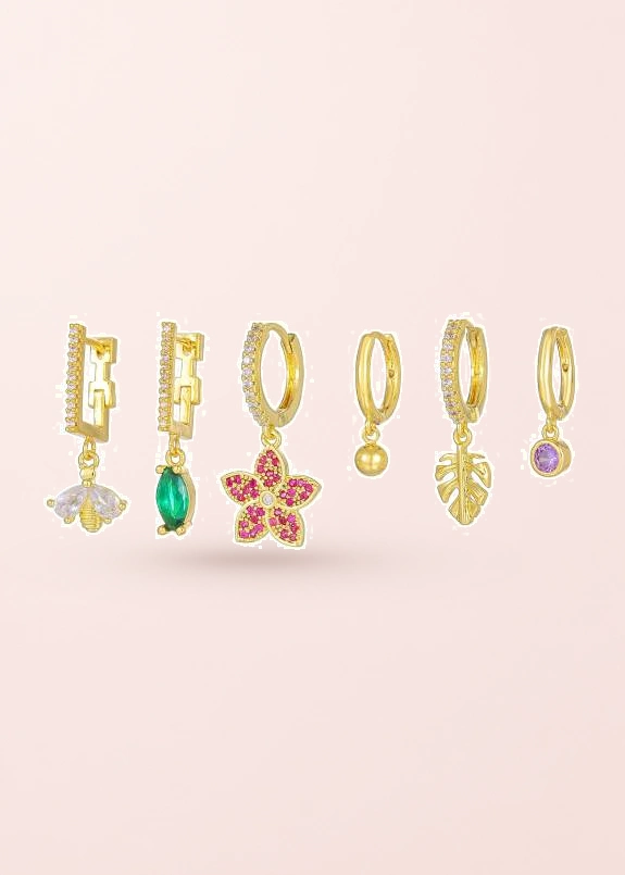 Petit Spring Garden – Ohrring-Set mit Zirkonia in Goldoptik