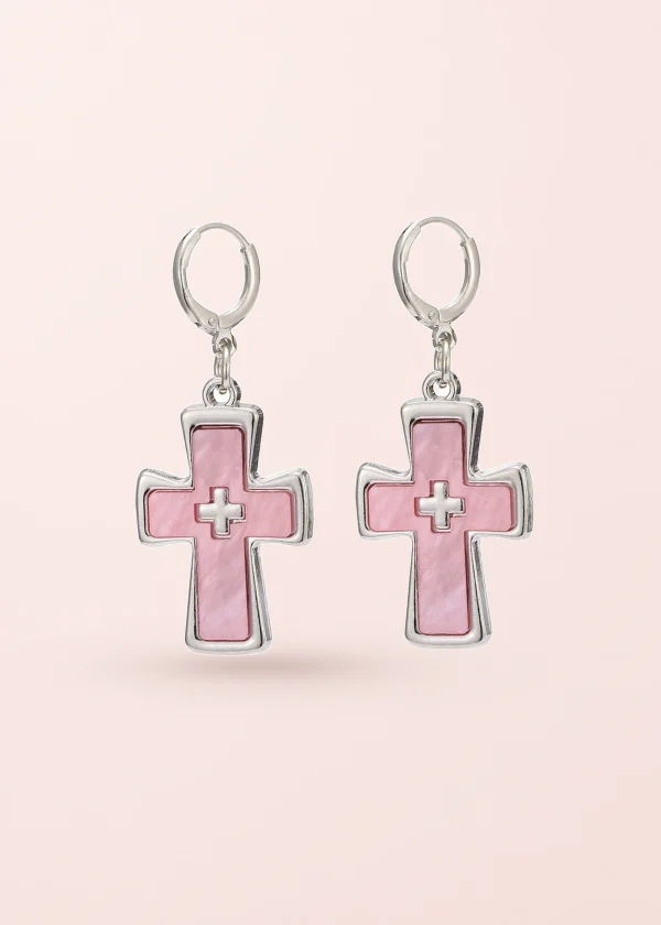 Diane Pink Silver – Ohrringe mit Kreuzmotiv in Silberoptik
