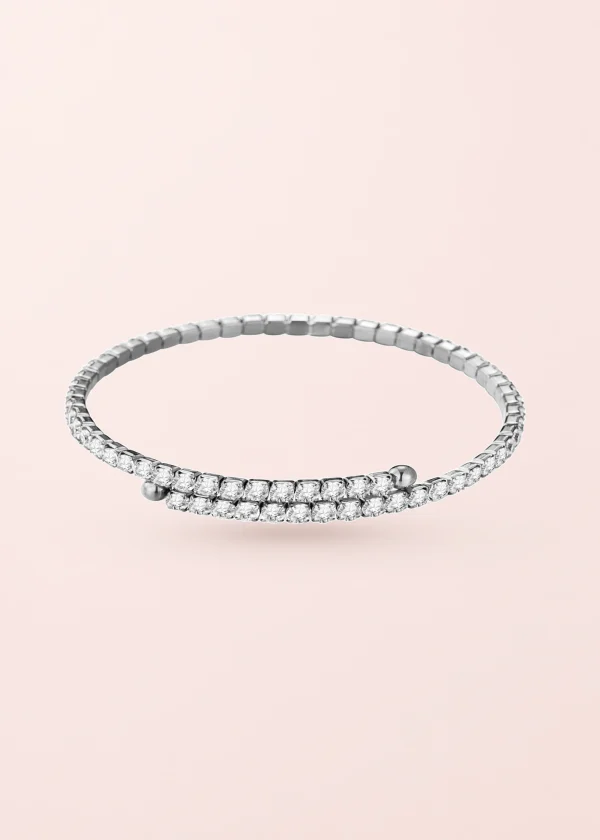 Flex Glittering – Armband mit weißem Stein in Silberoptik