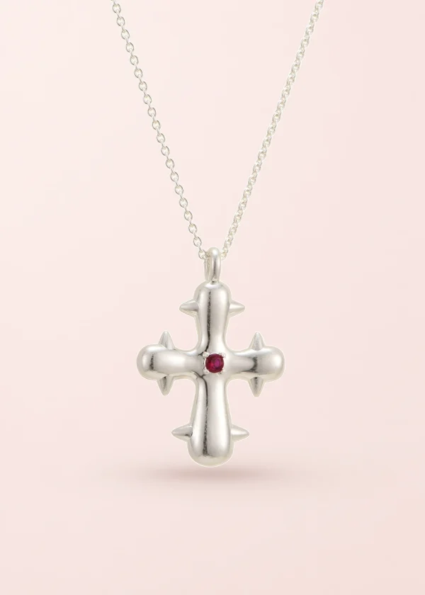 Blissful Seraphim - Seraphim Cross Necklace in Silver