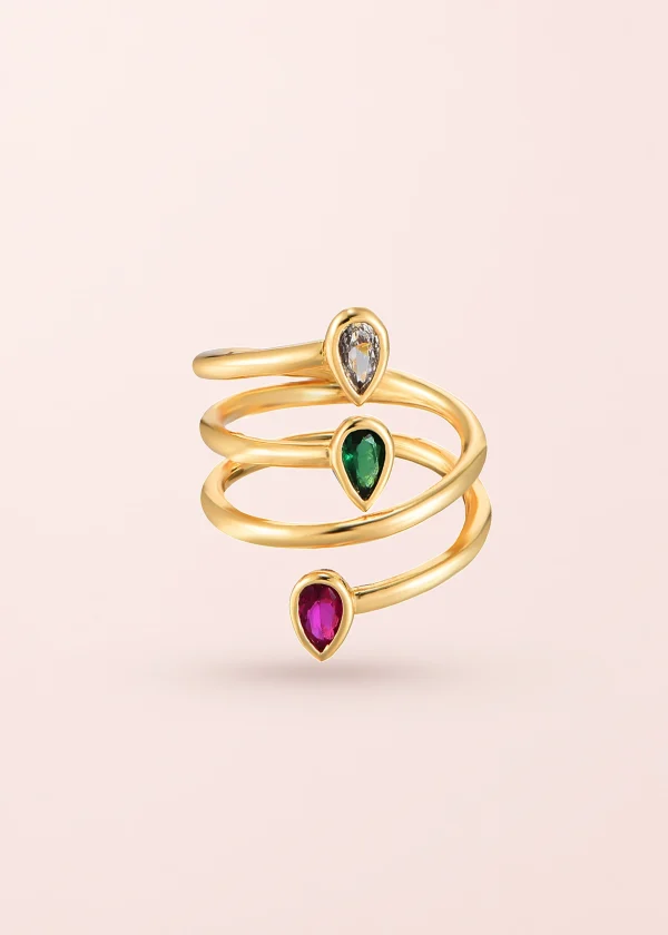 Jinn Colorful Stones – Ring mit bunten Zirkonia in Goldoptik