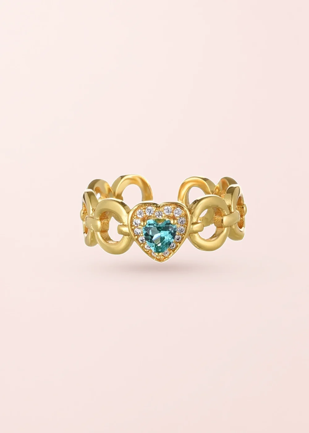 Produktfoto: Sacre Blue Heart – Ring mit Herzmotiv und blauen Details in Goldoptik