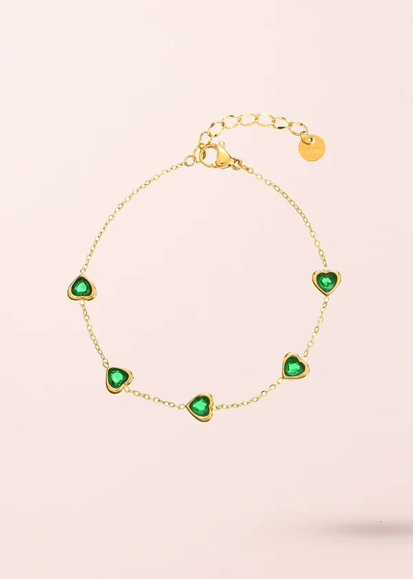Delilah Green Love – Armband mit grünen Akzenten in Goldoptik