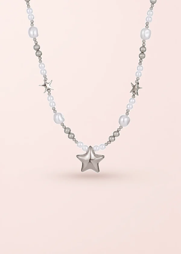Piper Pearl Star Silver Necklace