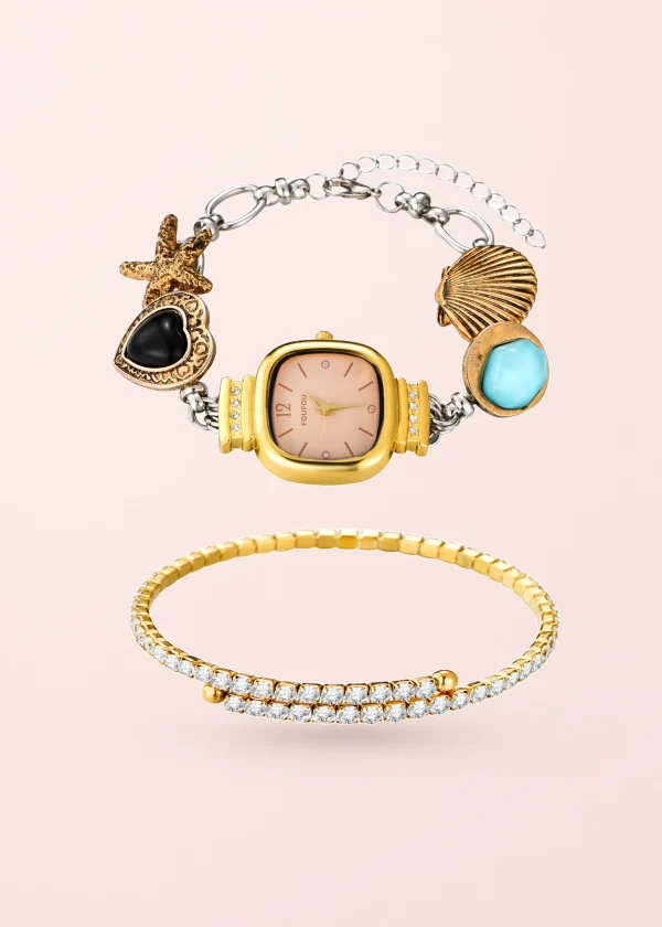 Guendalina & Flex – Armband-Set mit Uhrmotiv