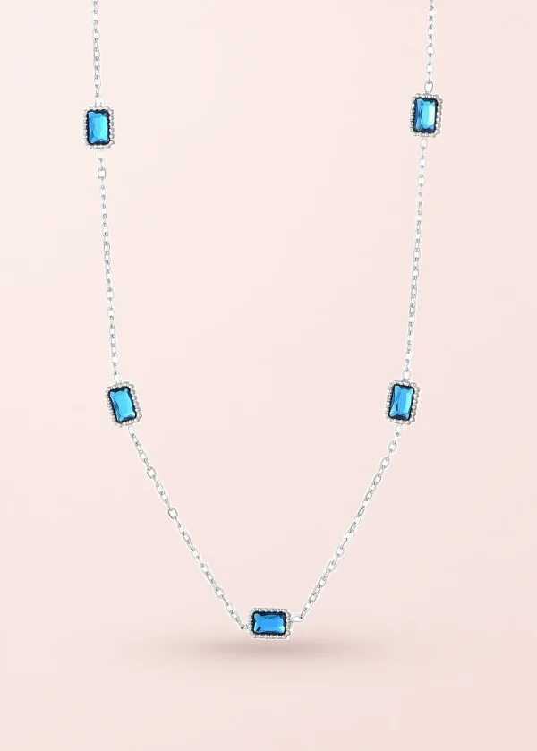 Lam Blue Silver – Halskette mit Zirkonia und blauen Akzenten