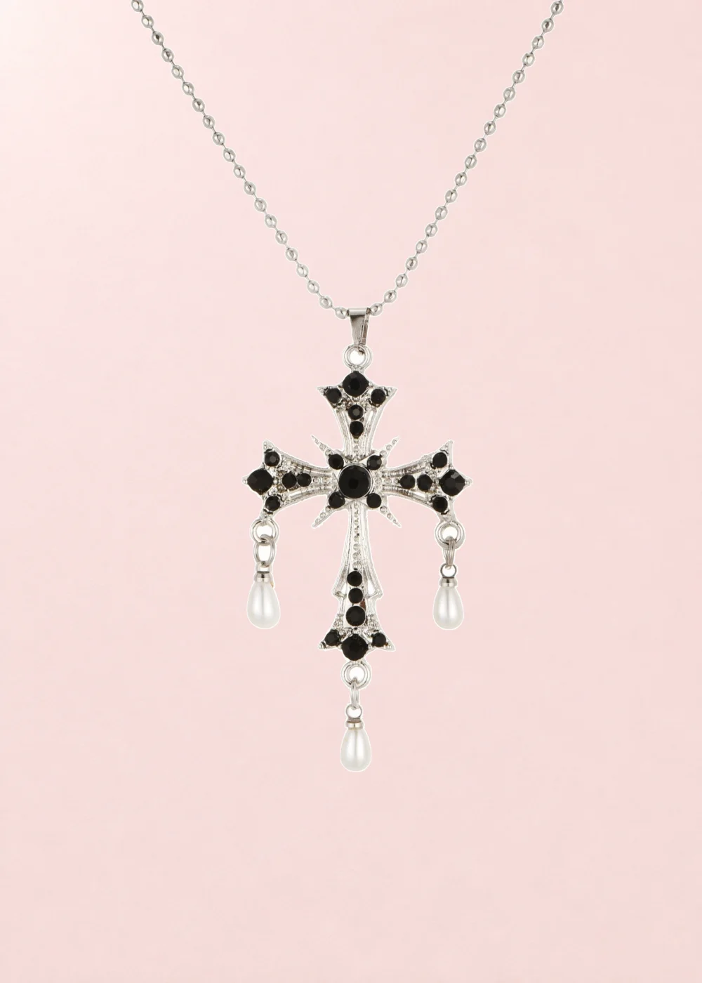Kurt Cross Pearl Necklace - Silver product photo