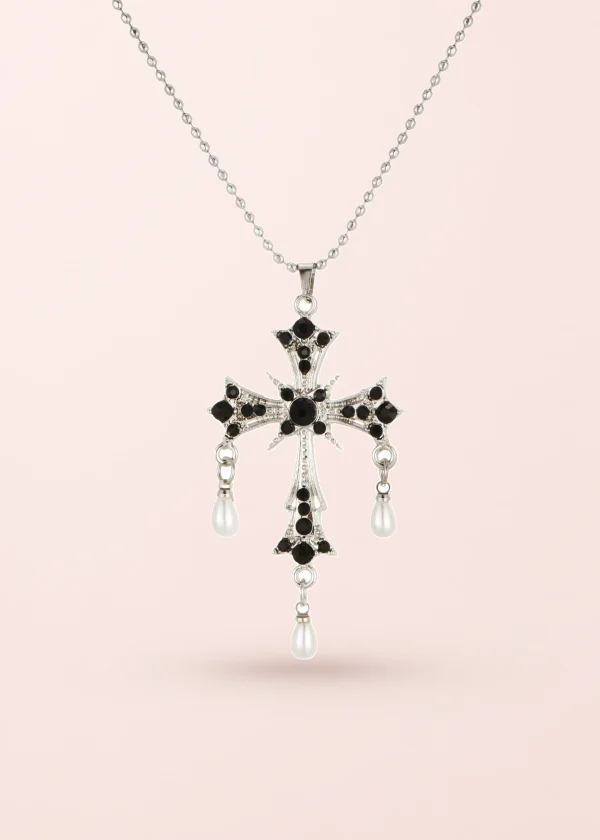 Kurt Cross Pearl Necklace - Silver