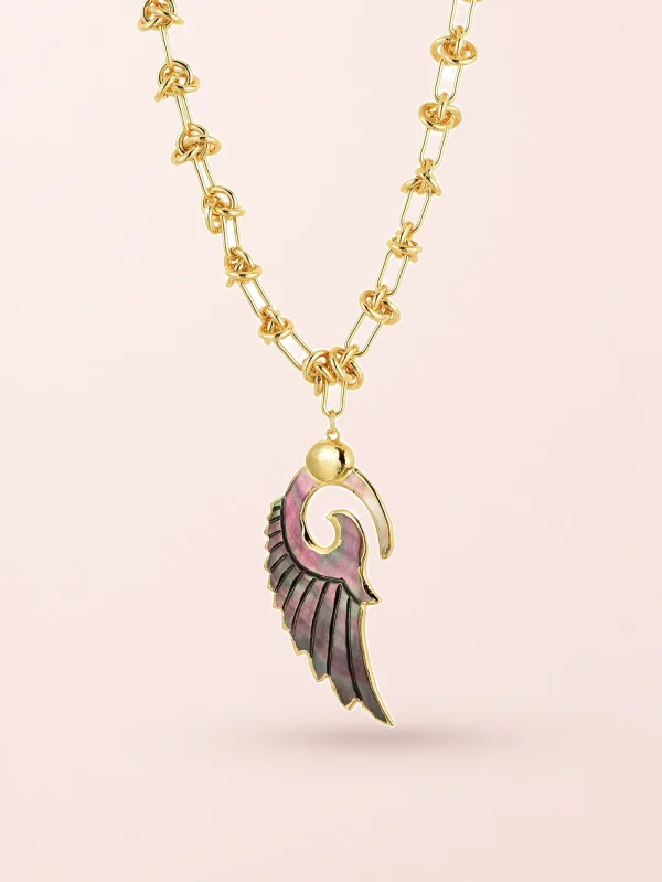 Lover's Black Angel Wing – Halskette mit Flügelmotiv in Goldoptik