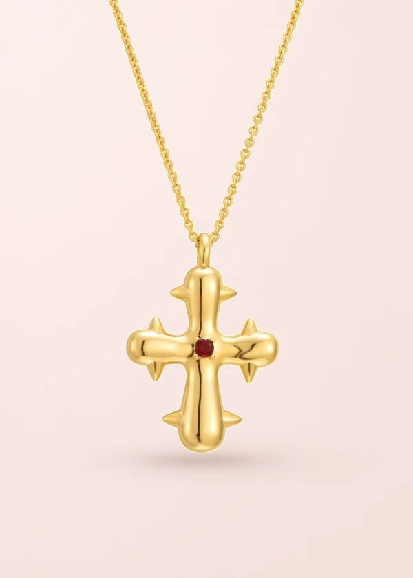 Blissful Seraphim - Seraphim Cross Necklace in Golden