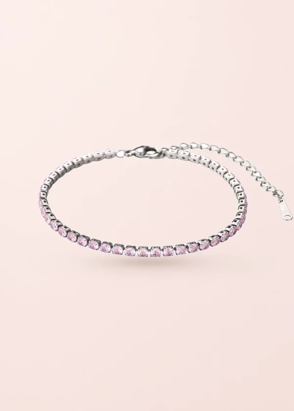 Abel Pink Glittering I – Armband mit rosa Akzenten in Silberoptik