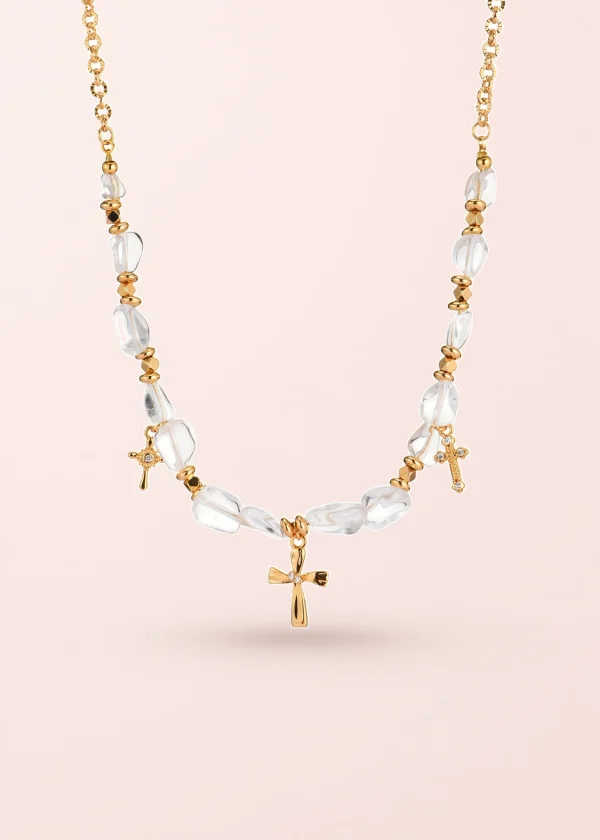 Crystal Soul Cross Golden Necklace