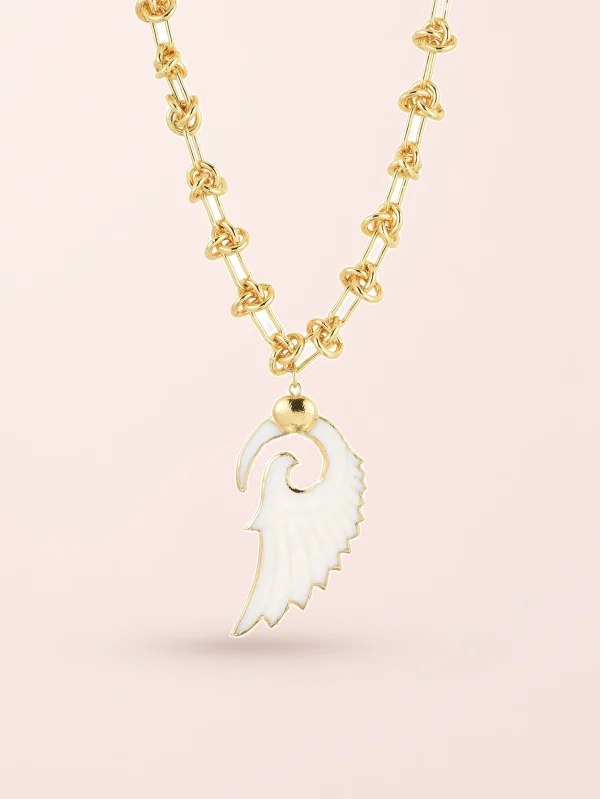 Lover's White Angel Wing – Halskette mit Flügelmotiv in Goldoptik