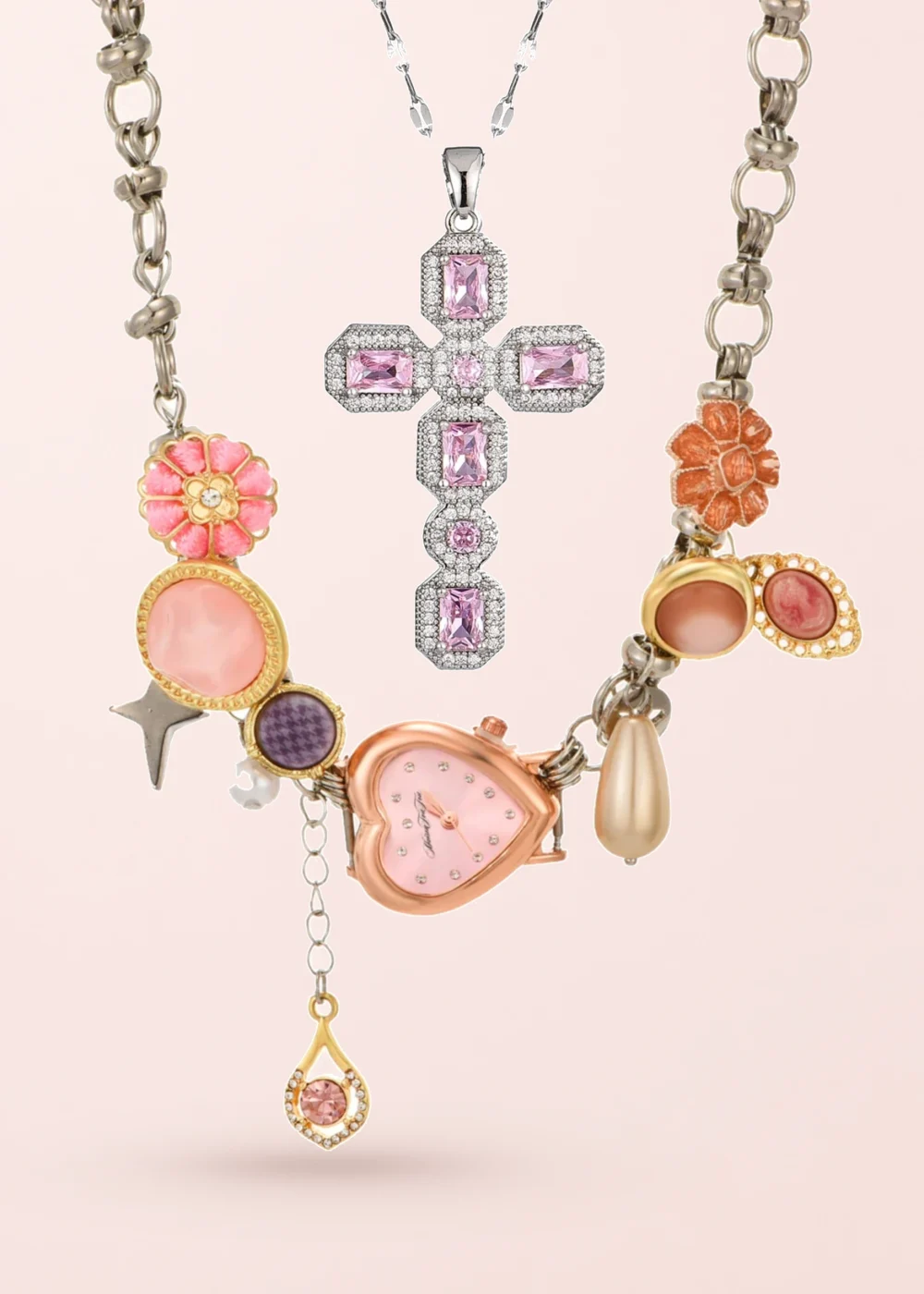 Produktfoto: Anastasia & Scarlett – Schmuckset mit Kreuz und Uhrmotiv