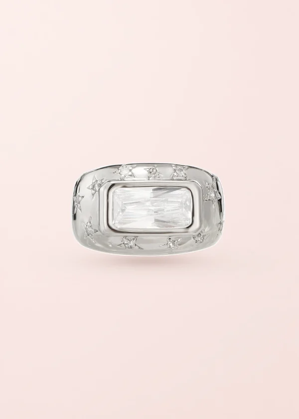 Nana’s Dream Star – Ring mit Stern und Naturstein in Silberoptik