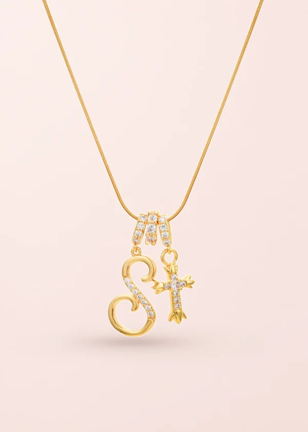 Cross Alphabets Golden Necklace