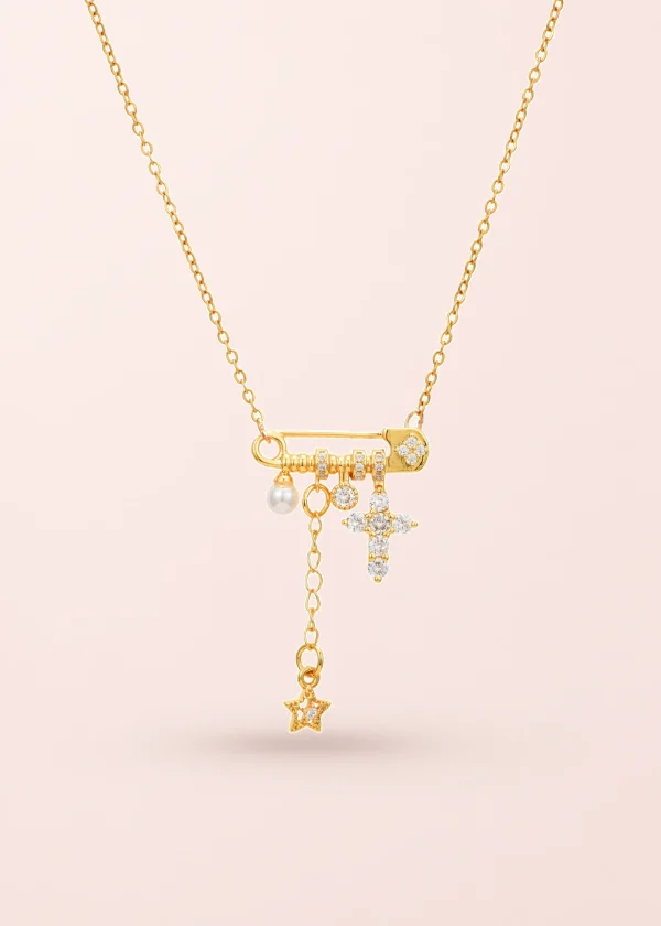 Carmen Cross Clip Golden Necklace
