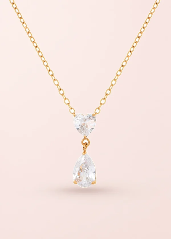 Maddie Glittering Waterdrop – Halskette mit Tropfenmotiv und Zirkonia in Goldoptik