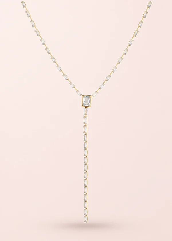 Maddie Glittering – Lariat-Halskette mit Zirkonia in Goldoptik