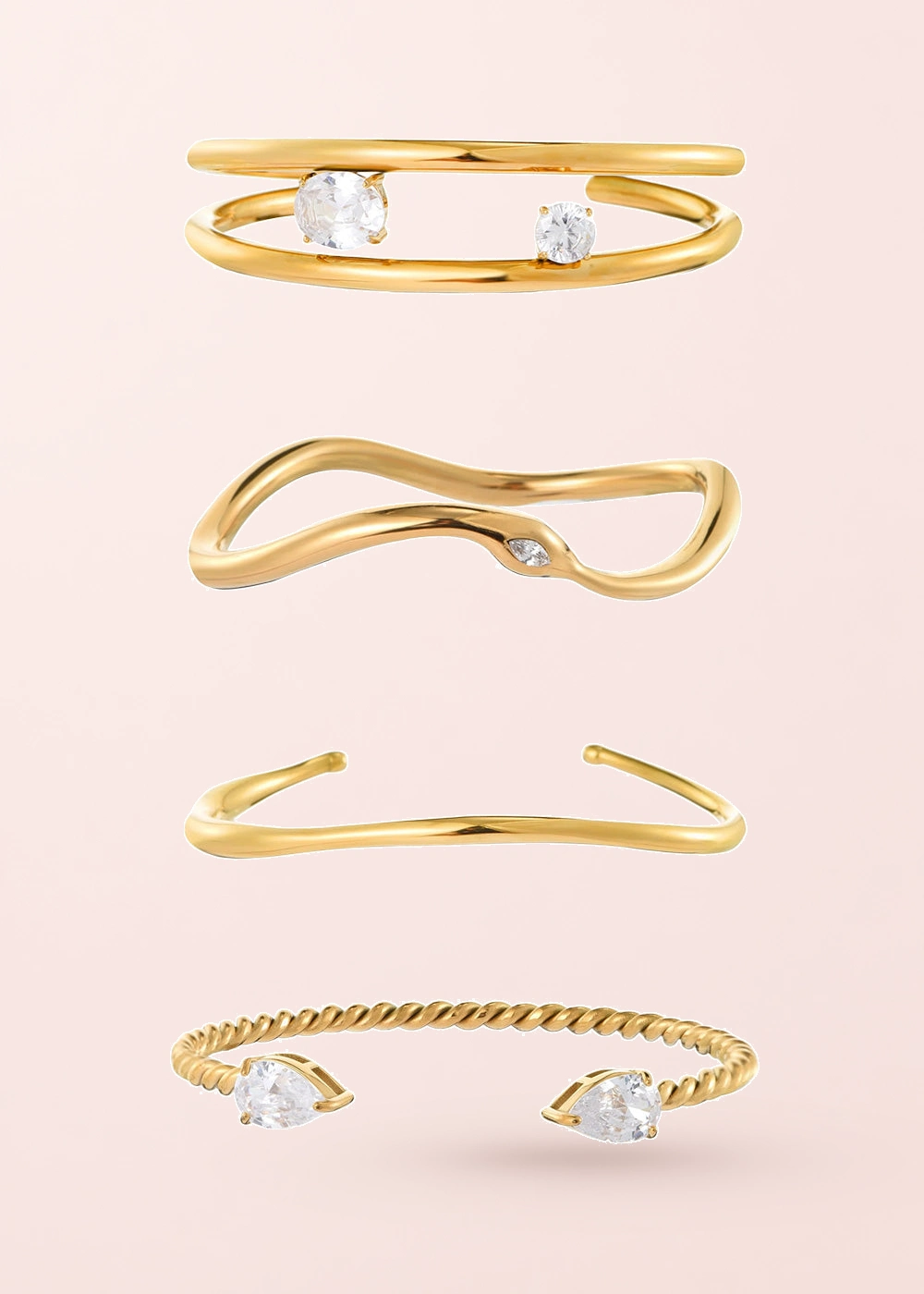 Bora – Armbandsammlung mit Zirkonia in Goldoptik
