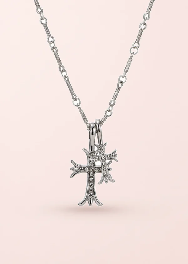 Val Duo Cross Silver Necklace