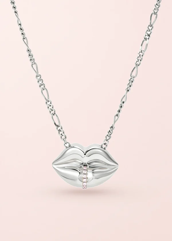 Bisou Collection – Bisou Halskette mit Motiv in Silberoptik