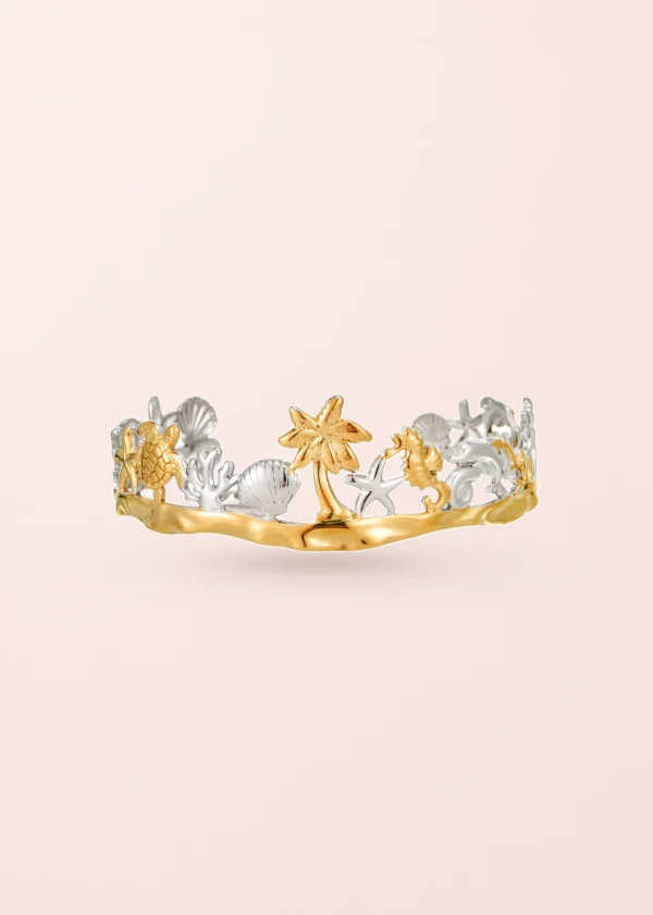Tropical – Armband mit Muschel- und Seesternmotiv in Goldoptik