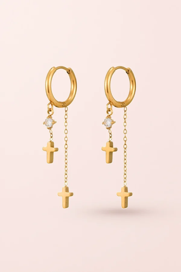 Allison Long – lange Creolen mit Kreuzdetails
