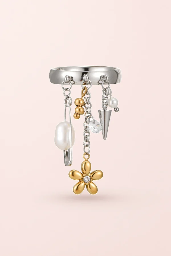 Allison – Ring mit Blume und Perlenoptik