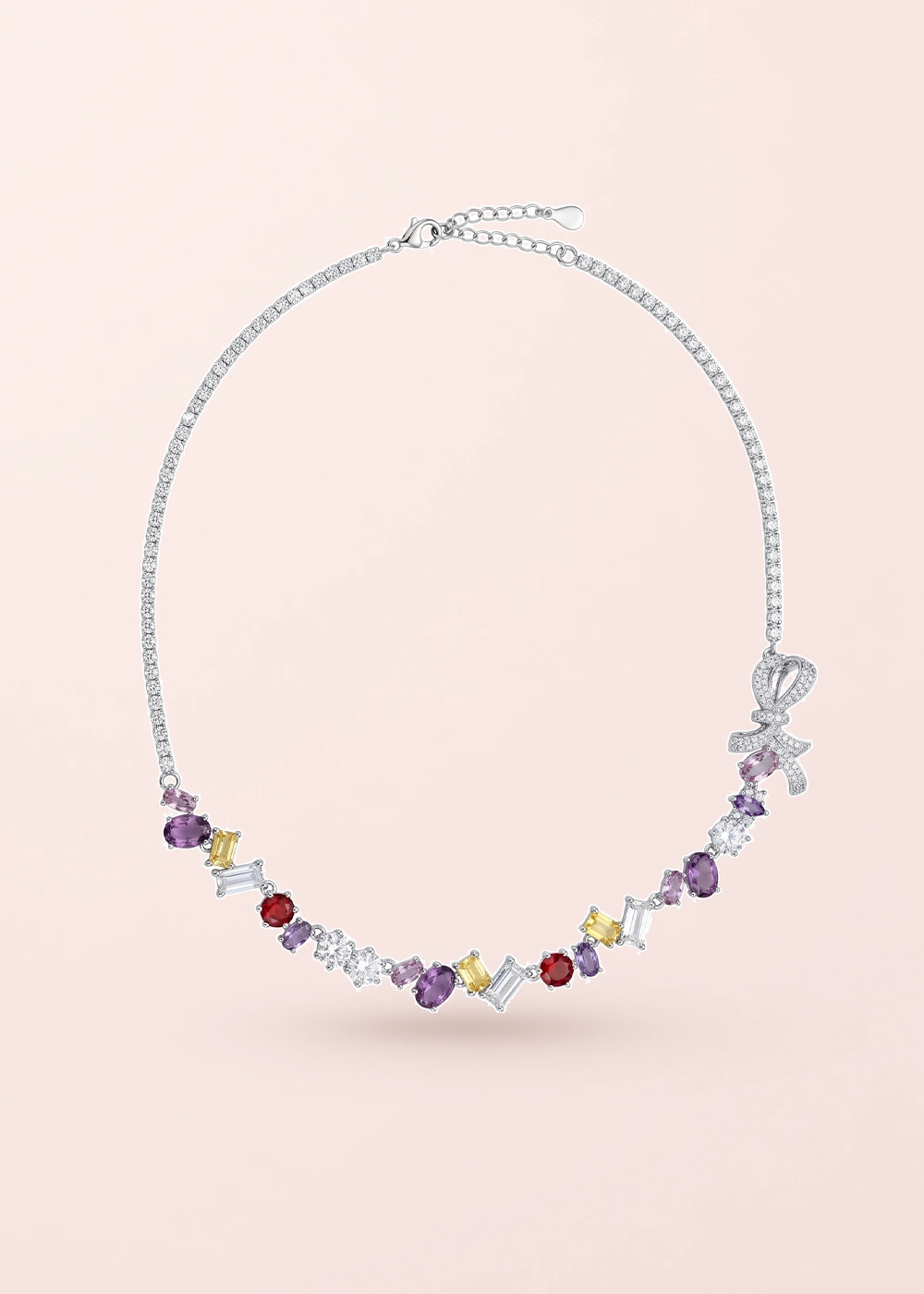 Kylie Colorful Crystals – Halskette mit Schleife und Zirkonia