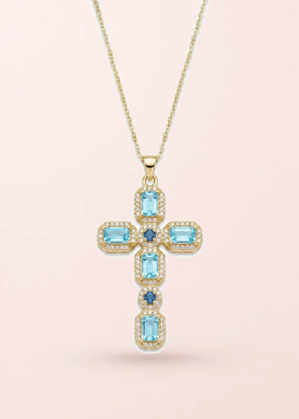 Scarlett Blue Golden Cross Necklace