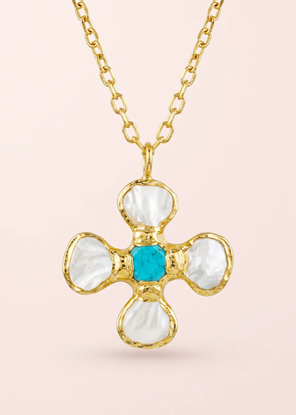 Produktfoto: Melisse Turquoise Ocean – Halskette mit Kreuz und Muscheldetails