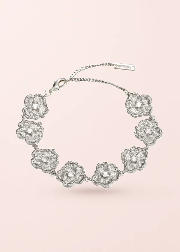 July Flower – Armband mit Blumenmotiv in Silberoptik