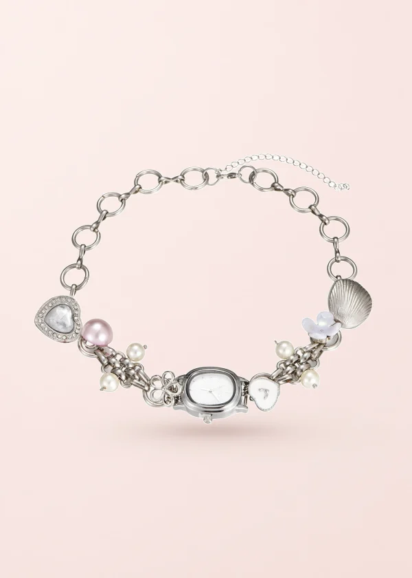 Amphi Pearl O'Clock Silver Choker Necklace