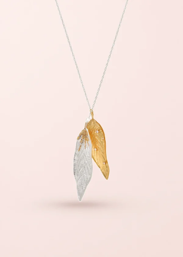 Feuille d’Ete – lange Halskette mit Zirkonia in Goldoptik